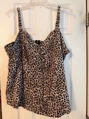 Torrid Leopard Print Ruched Front Cami - Black & Tan
